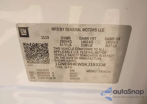 2019 Chevrolet Traverse 3Lt from USA, damaged, VIN 1GNERHKW1KJ193338